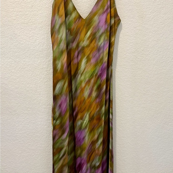 Zara Slip Dress Womens Small Tie Dye Satin Spaghetti Strap V Neck - Picture 4 of 9
